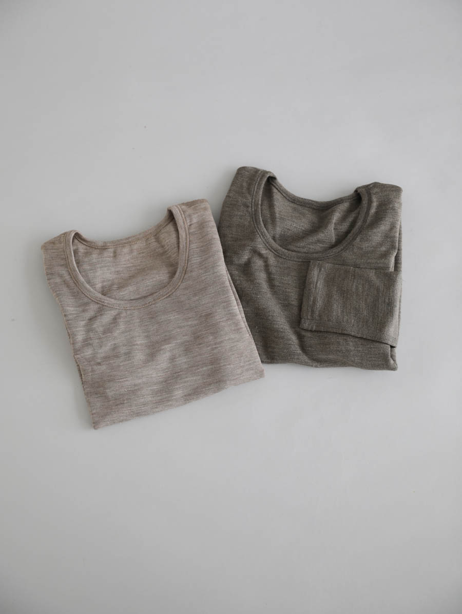 joha ヨハ ウールシルクメランジレディース長袖Tシャツ メイン画像