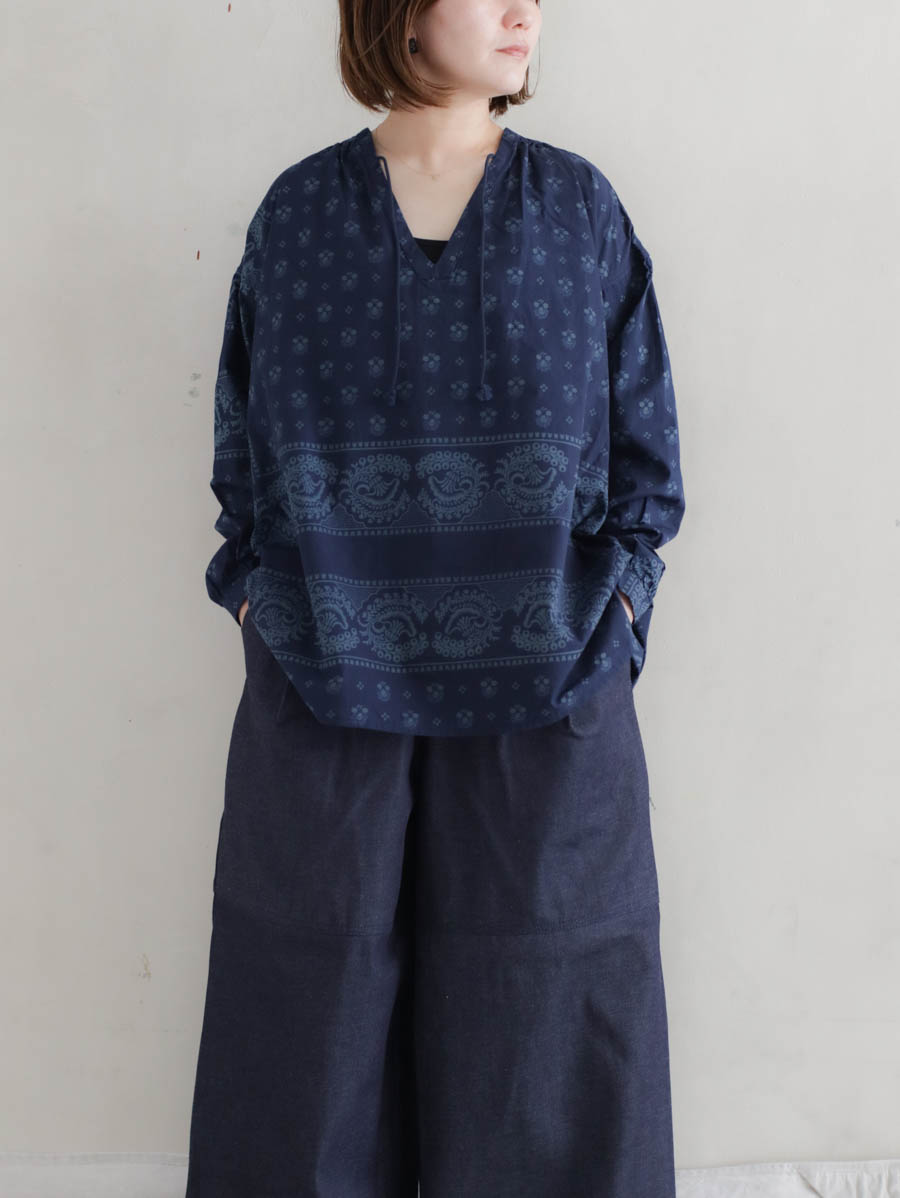 outil ウティ chemisier orieux（indigo）スキッパーブラウス メイン画像