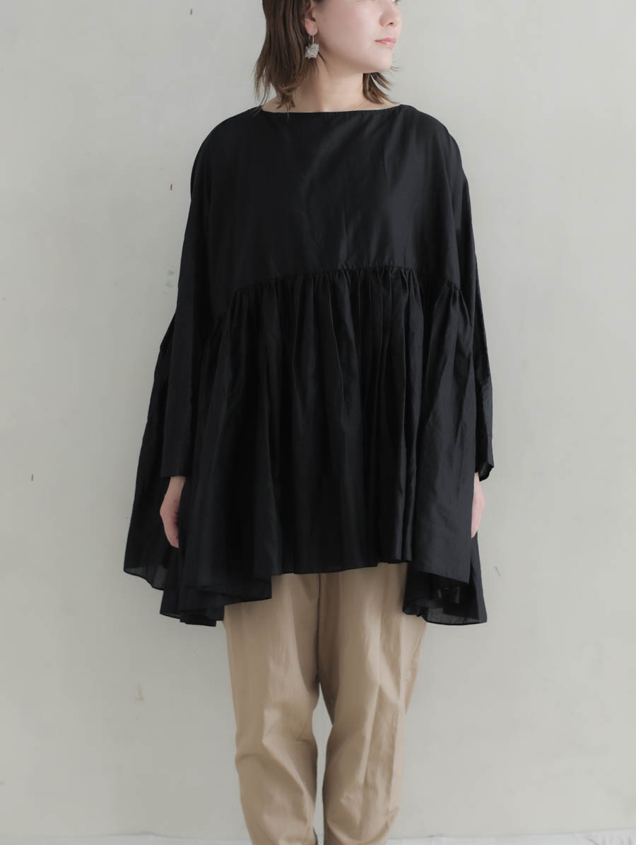 SP エシュペー / WIDE GATHER BLOUSE ブラック