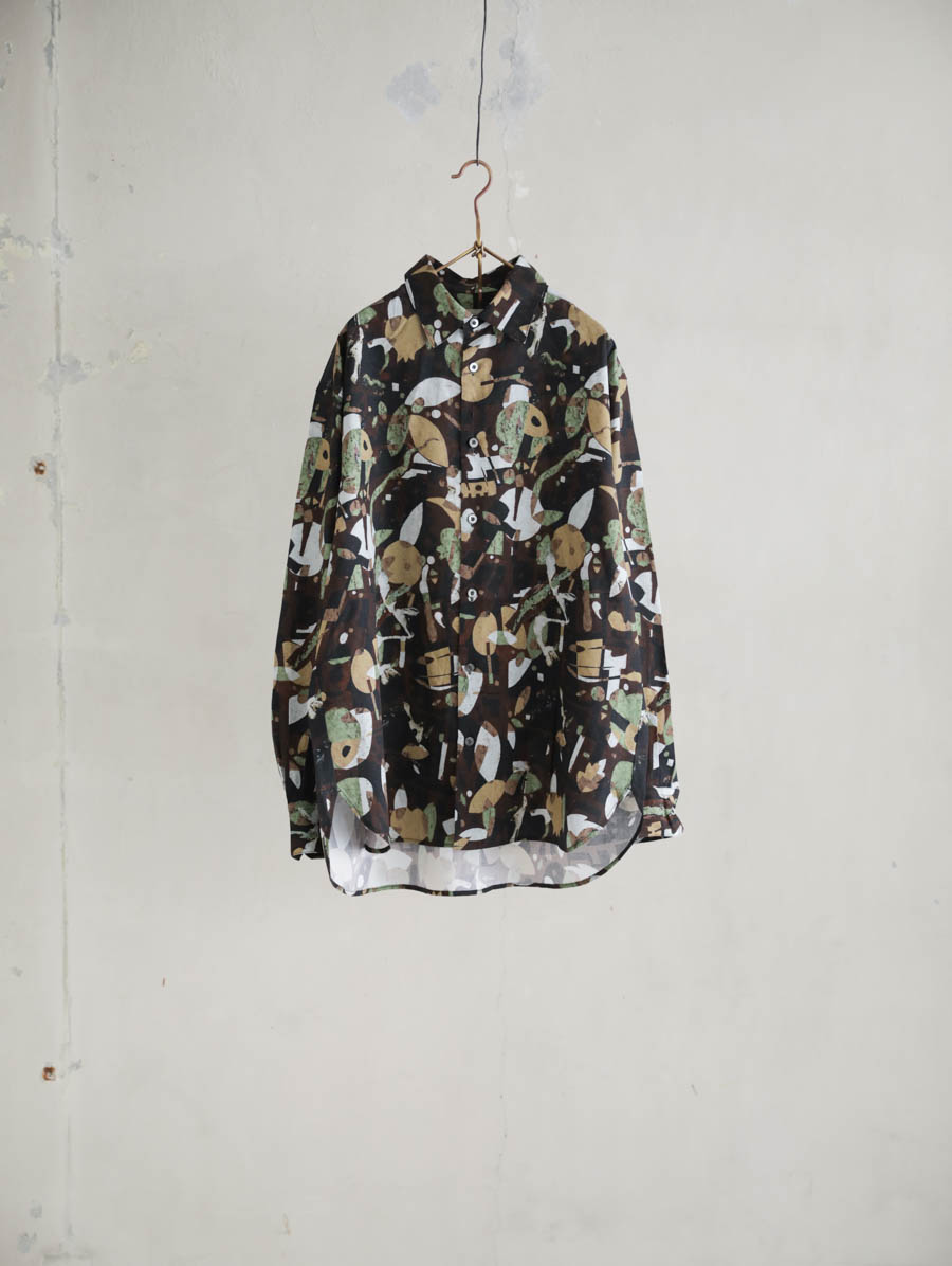 tangenet タンジェネットWings print（ブラウン）レギュラーカラーシャツ メイン画像 