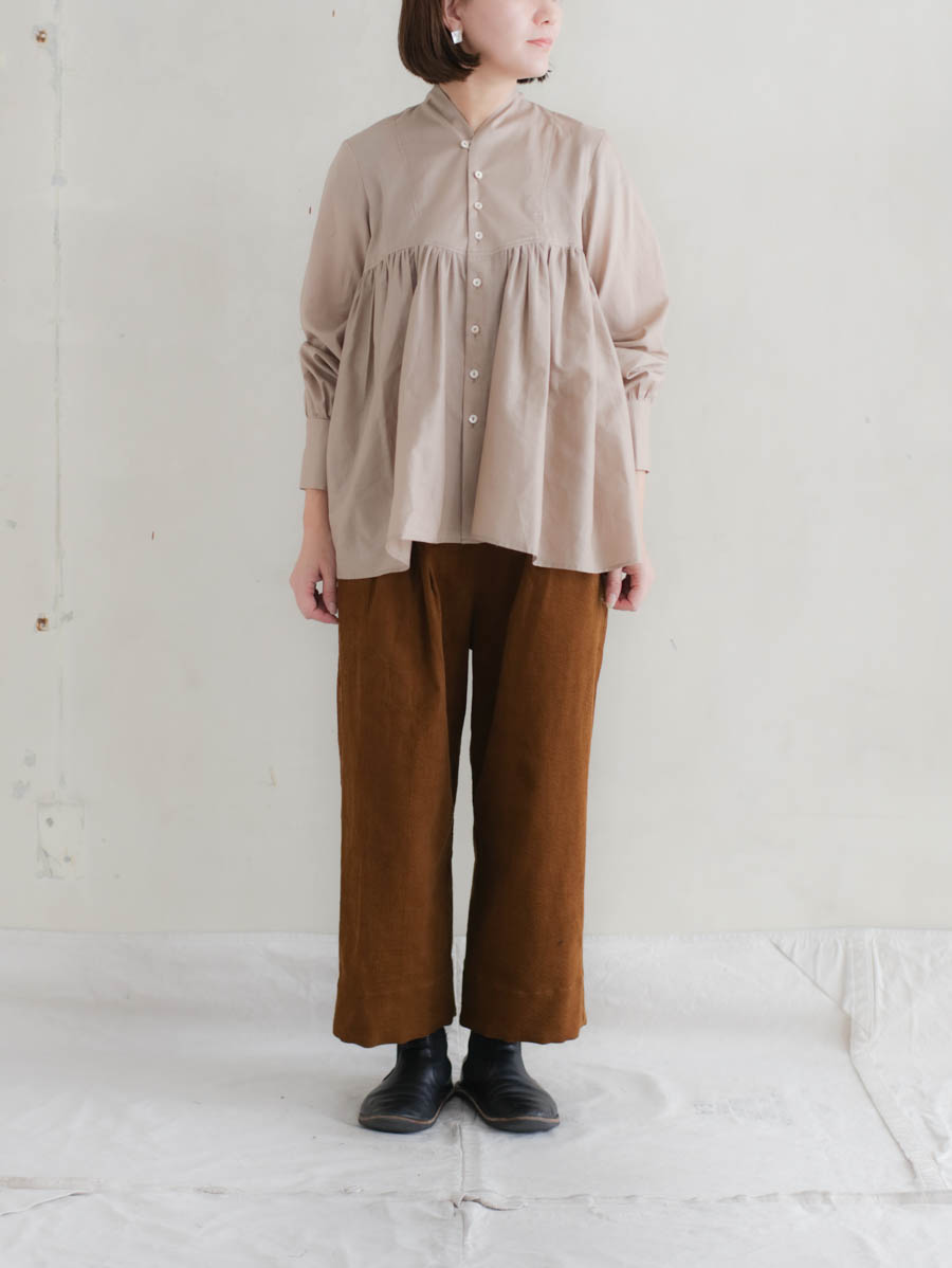 the last flower of the afternoon ラストフラワー オブ ジ アフターヌーン 鄙びた唄コクーンパンツ（ブラウン） メイン画像