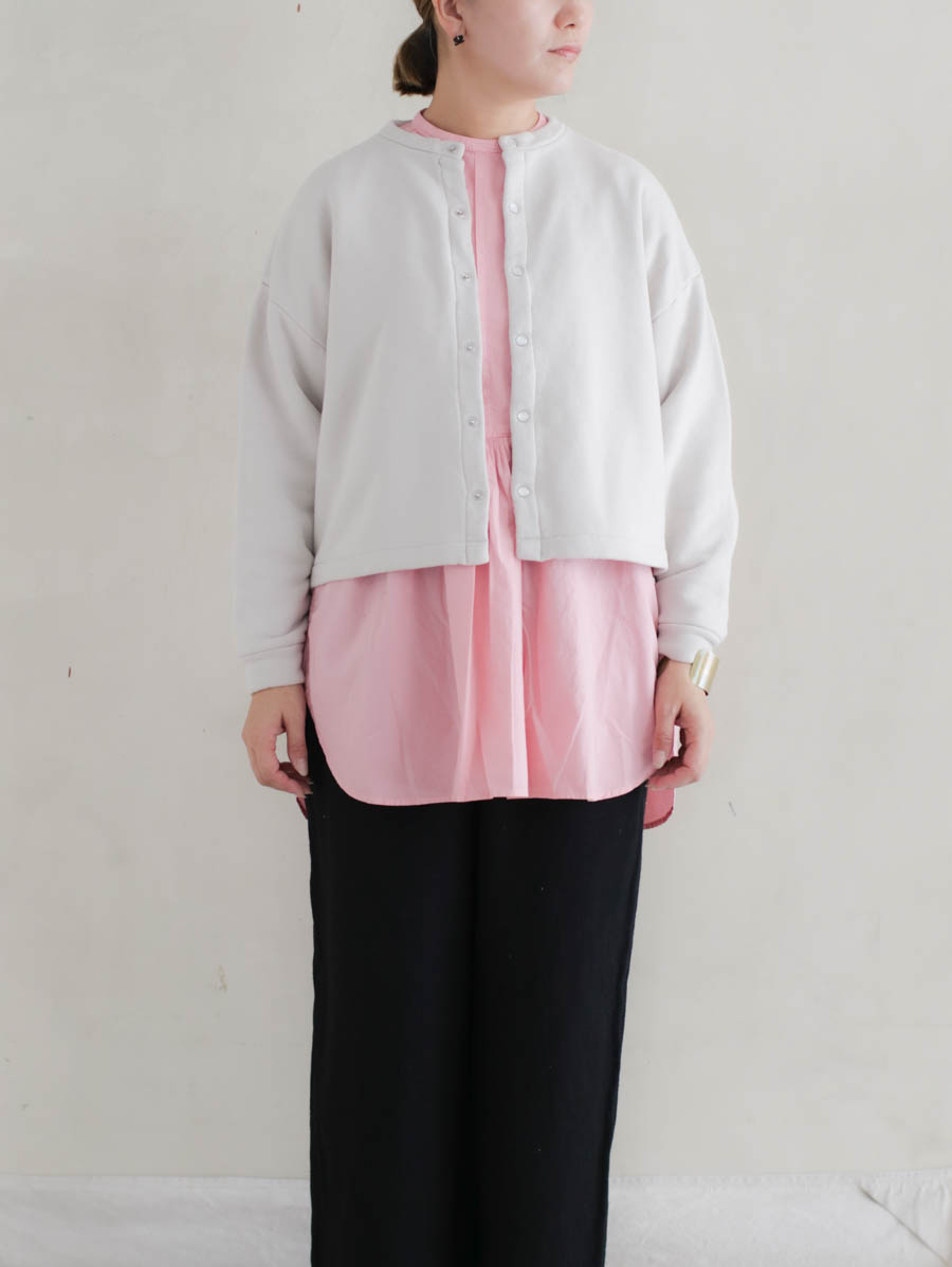 UNIVERSAL TISSU ユニヴァーサルティシュ リヨセルコットン裏毛スナップカーディガン(アイボリー) メイン画像