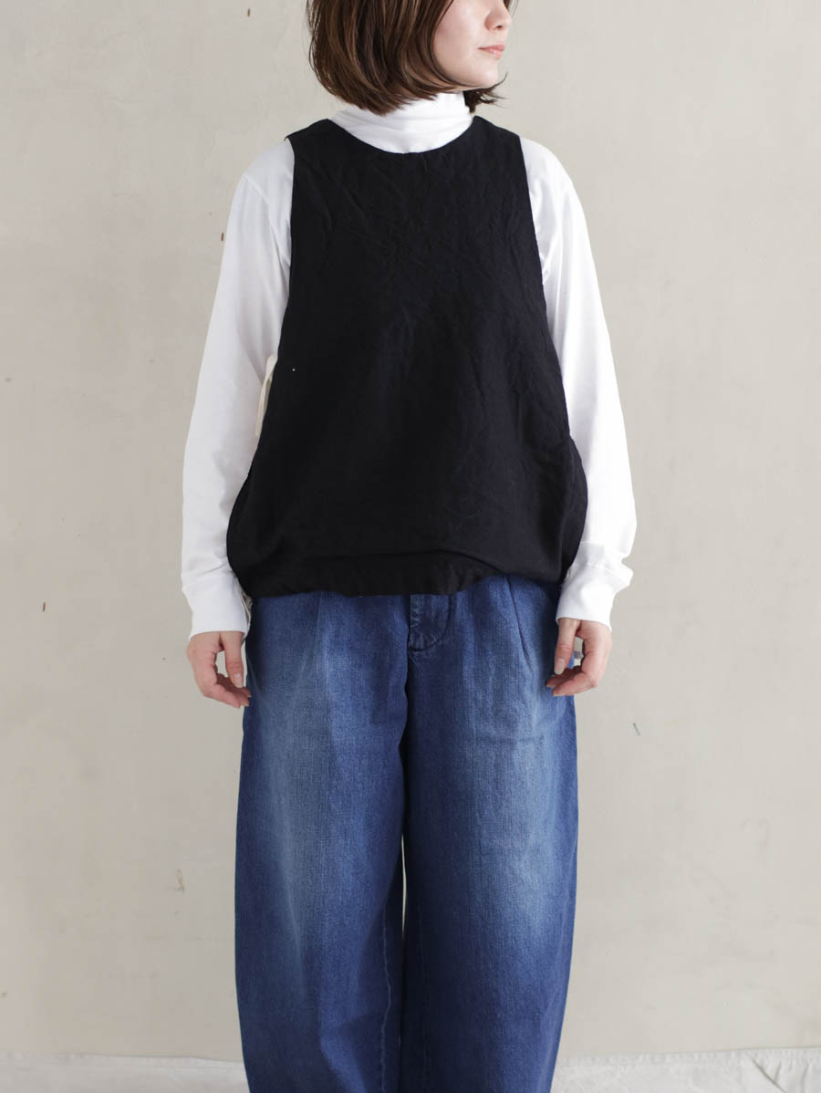 Veritecoeur ヴェリテクール ウールリネンリバーシブルベスト(ブラック)VC-2804 メイン画像